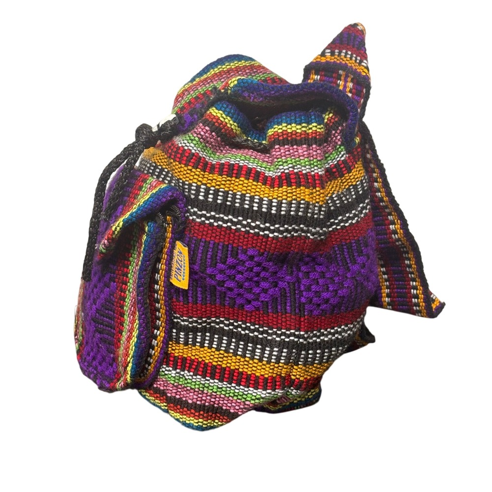 Pinzon Mini Backpack Unisex Small Multicolor Excellent Woven Boho Rucksack - Picture 3 of 9